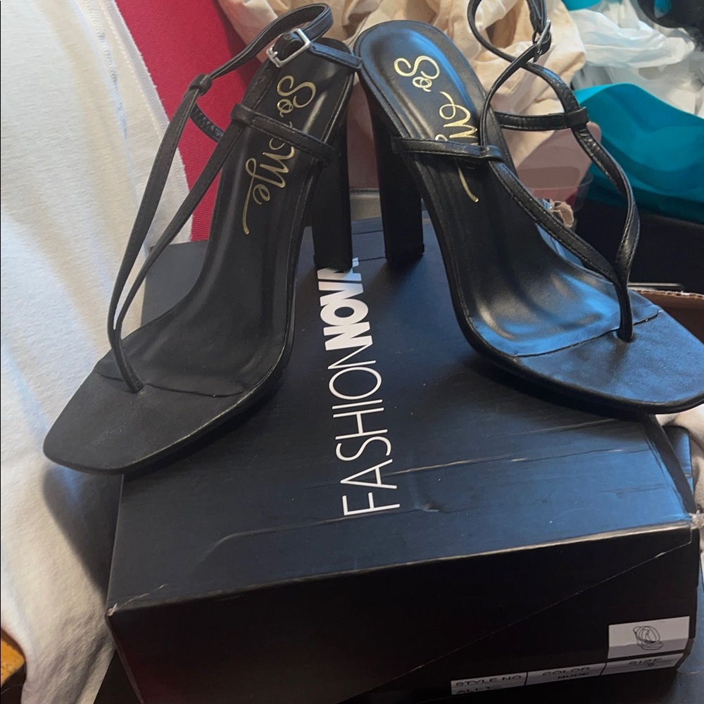 Fashion Nova Black Strappy Heels - Picture 5 of 5